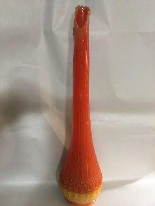 Mcm Orange Slag Glass Stretch Swung Vase 22” L.  E.  Smith ? Vtg Bittersweet