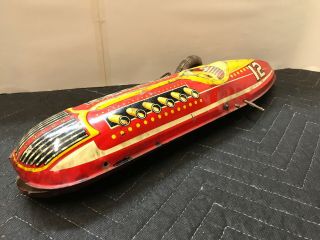 Vintage Marx Tin Litho Wind Up Streamline Racer Boat Tail 16” Restoration