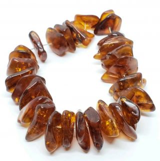 Vintage Butterscotch Amber Polished Nugget Loose Beads For Necklace 77.  1 Grams
