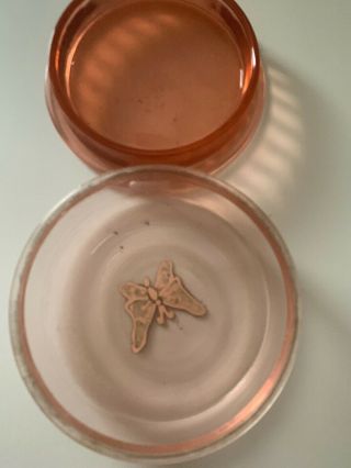 vintage pink depression glass Small Dish With Lid 2