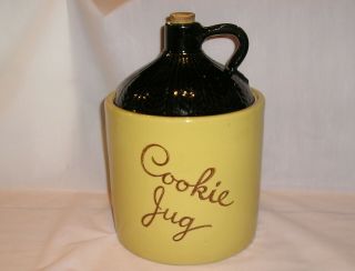 Vintage Western Stoneware / Monmouth Pottery Old Whiskey Jug Style Cookie Jar