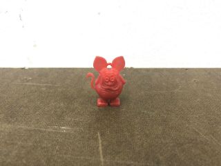 Vintage Rat Fink Charm 80s Red Plastic Ed Roth Gumball Machine 2 Hole Ring Prize