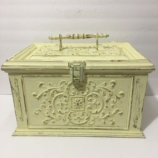 Vintage Chalk Painted Sewing Storage Box Shabby Chic Decor Boho
