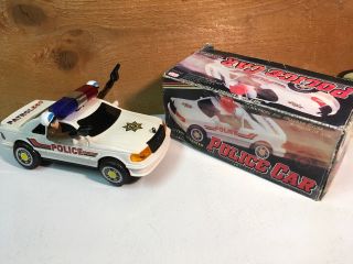 Vintage Battery Operated Toy Police Car.  W/box,  Rare