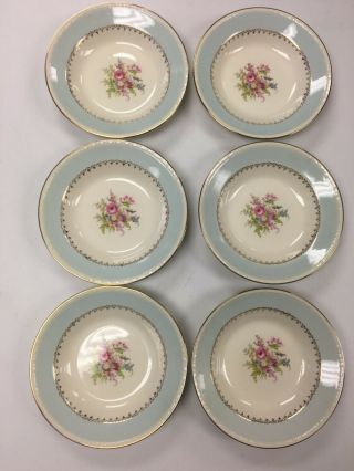 Vintage Set Of 6 Homer Laughlin Georgian Eggshell Chateau Blue Soup Bowls