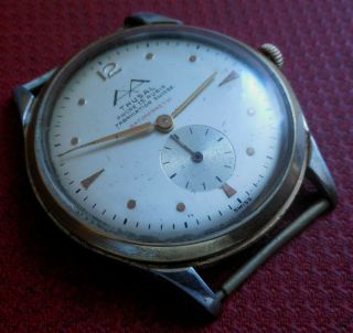 Vintage 1950s Oversized Axa Thusal 15 Jewels Swiss Watch Running Wristwatch