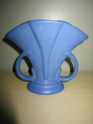 Vintage Niloak Matte Blue Pottery Fan Vase Flowers Dividers