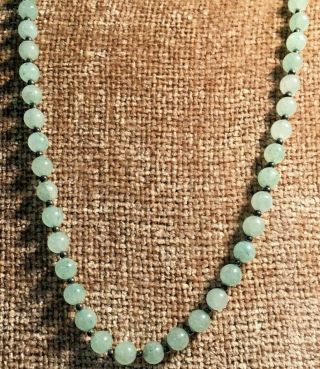 Vintage Chinese Jadeite Jade Necklace Silver Good Luck Stone