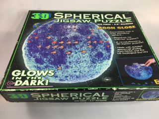 Buffalo Games Moon Globe Jigsaw Puzzle Moon Glows In The Dark 530 Pc Vintage