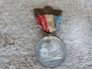Vintage 1900 Johnstown Pa Centennial Ribbon & Medal Badge First House 3.  25 "