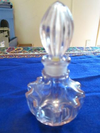 Vintage Cut Glass Crystal Perfume Bottle With Stopper Pink No Label