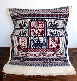 Vintage Finished Handmade Needlepoint Embroidered Pillow Seat Panel Cover 19 " X25