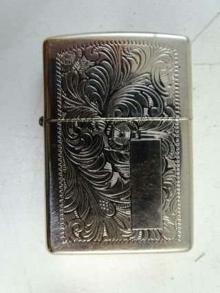 Vintage Zippo Cigarette Lighter Silver Plated Scroll Etched 1998 Retro Old