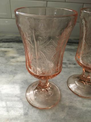 Vintage Depression Glass Madrid Pattern Pink Goblet