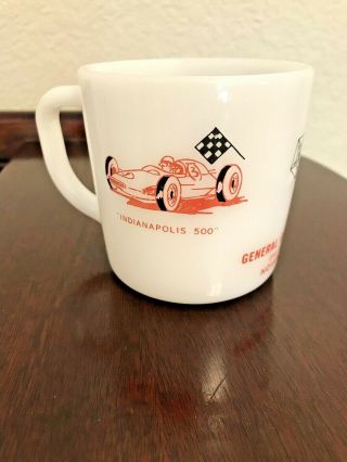 Westfield Vintage 1964 Coffee Cup Mug White Glass Indianapolis 500 Heat Proof