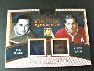 2017 Itg Toe Blake Elmer Lach Patch 2/4 Vintage Memorabilia Jersey Hof