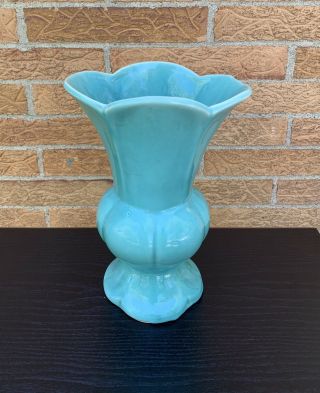 Gorgeous Turquoise Pottery Vase Vintage Old Marked Usa Hand Made -