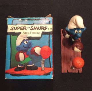 Smurfs Boxer Smurf Punching Bag Vintage Figure 40508 With Box