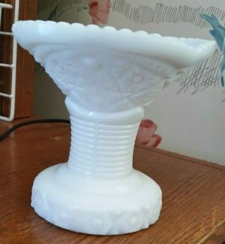 Vintage Concord Daisy Button/bars White Milk Glass Punch Bowl Pedestal Stand