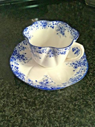 Vintage Shelley Dainty Blue 051/28 Tea Cup And Saucer Set -