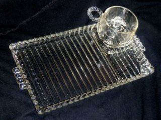 Vintage Anchor Glass Ball And Rib Snack Smoke Sip Tray Ashtray & Cup