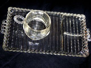 Vintage Anchor Glass Ball and Rib Snack Smoke Sip Tray Ashtray & cup 2