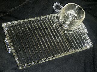 Vintage Anchor Glass Ball and Rib Snack Smoke Sip Tray Ashtray & cup 5