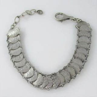 Silpada Panel Link Bracelet Vintage Signed Sterling Silver 16g | 8 "