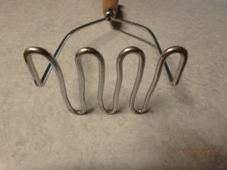 Vintage Stainless Steel Wooden Handle Potato Masher 2
