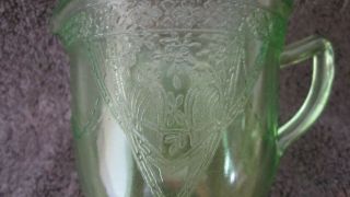 Vintage Lovebird Green depression glass sugar and creamer set 3