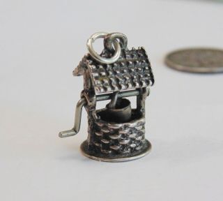 Vtg Sterling Silver Movable BEAU WISHING WELL Pail Moves Bracelet Charm Pendant 3