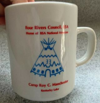 Bsa Vintage Coffee Mug Four Rivers Council Camp Roy C.  Manchester Kentucky Lake