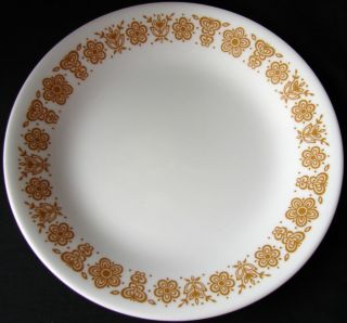 Set Of 7 Vtg Corelle Corning Pyrex Butterfly Gold Dinner Plates 10 1/4 "
