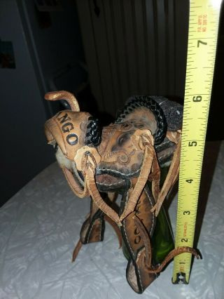 Vintage Miniature Doll Toy Size Western Horse Saddle Tooled Leather 5.  5 " Long