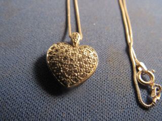 Vintage Sterling Silver Tiny Cubic Zirconia Stones Heart Pendant Sterling Chain