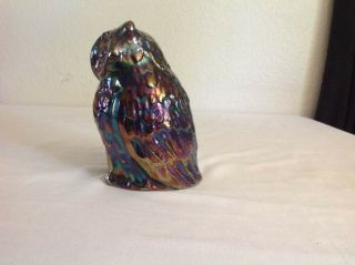 Vintage Fenton Amethyst Carnival Glass Owl 6.  5 " Tall W/label