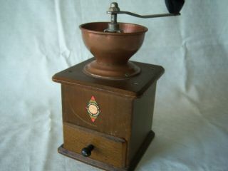 Vintage Garantied Forged Coffee Grinder Box Style 6014 W Germany Copper Hopper