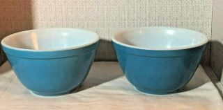 2 Retro Vintage Pyrex Blue 1 1/2 Pint Bowls,  401