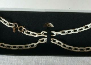 Vtg Estate Sarah Coventry 8754 White 28 " Link Chain Necklace W/ Box