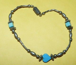 Vintage Native Navajo Southwestern " 925 " Sterling Silver Turquoise 8 " Bracelet