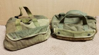2 Vintage Us Army Military Green Mechanic Tool Bag Pouch Small Canvas Duffle