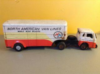 Vintage North American Van Lines Friction Tin Litho Moving Tractor Trailer Truck