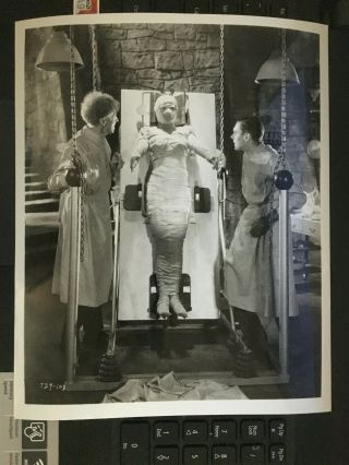 " Bride Of Frankenstein " Vintage Press Photo 45 Ernest Thesiger Elsa Lanchester