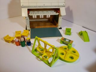Vintage 1971 Fisher Price Little People School House Playground Playset