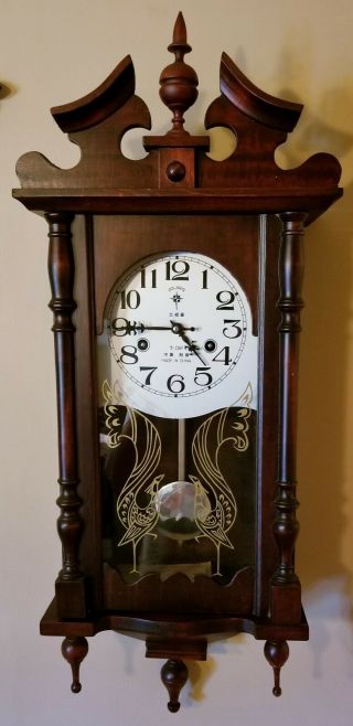 Vintage Polaris 31 Day Clock Chime Key Wind Wall Pendulum China - Repair / Parts