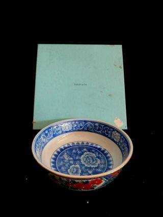 Vintage Tiffany & Co Imari Floral Design Porcelain Bowl Gold Gilt 7 5/8 " W/box