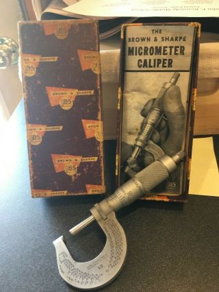 Vintage Brown & Sharpe Micrometer Caliper,  1 - 2 ",  599 - 13 - 120 Plus One More