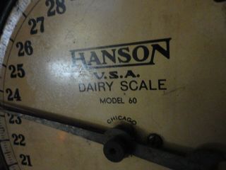 VINTAGE 1950 ' S HANSON HANGING DAIRY SCALE MODEL 60 MADE IN THE USA 5
