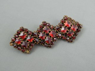 Antique Victorian Rose Cut Bohemian Garnet Bar Collar Brooch Pin