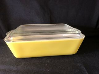 Vtg Pyrex Primary Yellow Refrigerator Dish 503 B With Ribbed Lid 503 - C